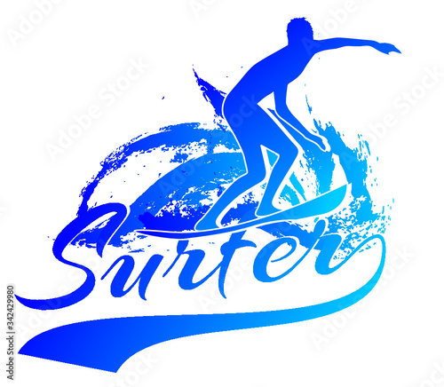 Summer sport surf print embroidery graphic design vector art