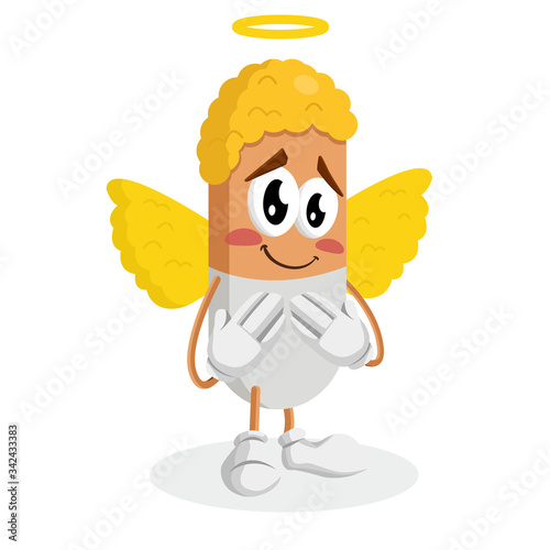 Angel Logo mascot ashamed pose  and background with flat design style for your mascot branding.