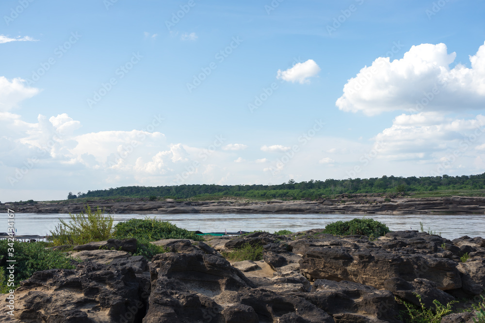 Thailand grand canyon (sam phan bok) at Ubon Ratchathani, Thailand. Beautiful landscape of holes and rock mountain with river. Thailand grand canyon (sam phan bok) at Ubon Ratchathani, Thailand. Beautiful landscape of holes and rock mountain with river.
