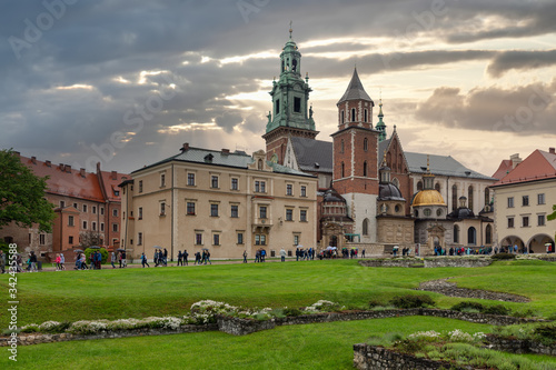 View at Wavel square with medieval buildings in Krakow  Ppland
