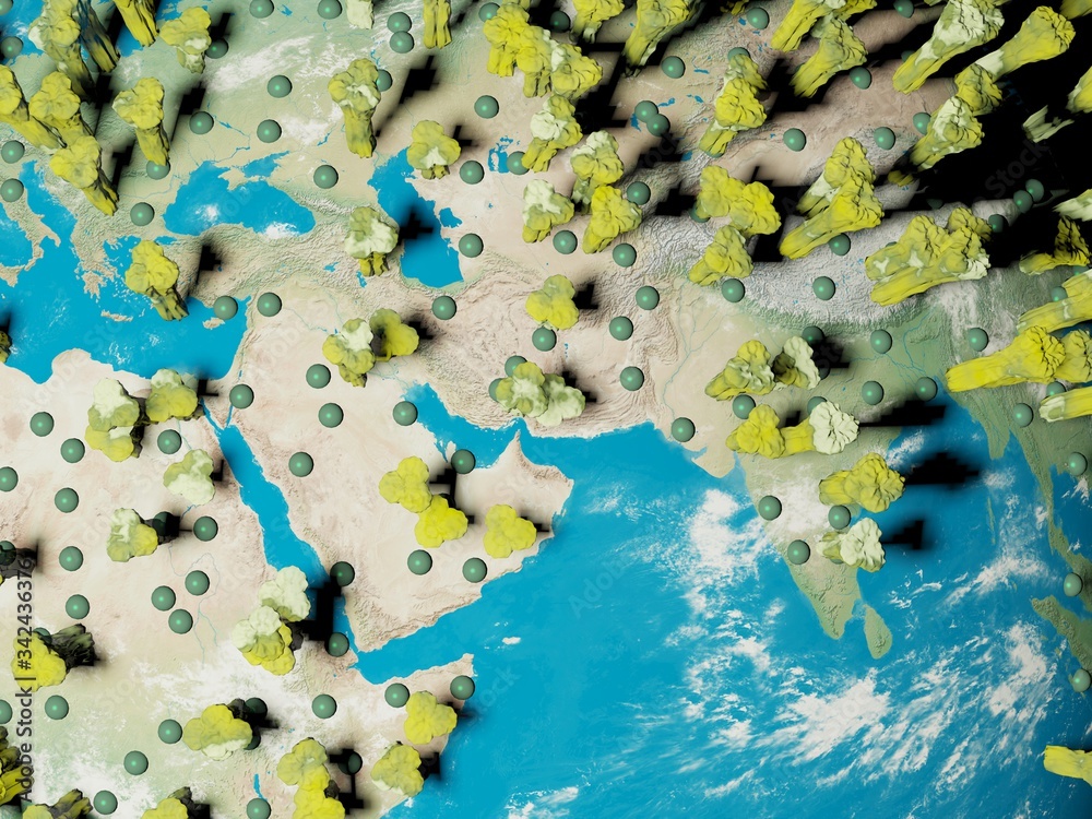 Fototapeta premium Digital image corona virus on planet Earth by countries