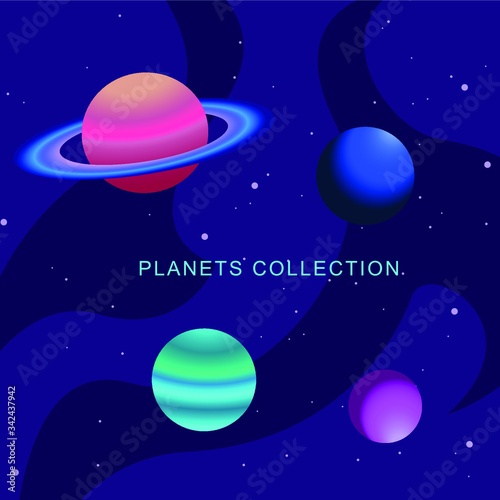 Fototapeta Naklejka Na Ścianę i Meble -  Flat planets collection. Vector illustration.