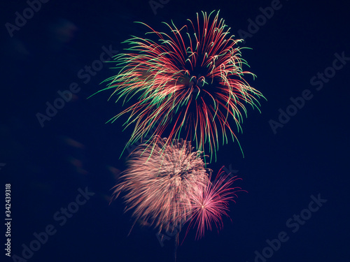 Colorful fireworks. Celebrating the Victory Day in Russia. The Great Patriotic War. 