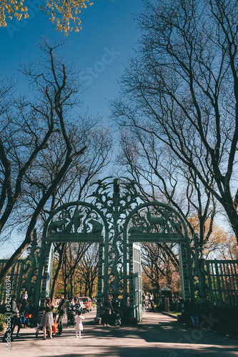 New York City, NY, USA - 04/24/2019: Entrance to the Bronx zoo