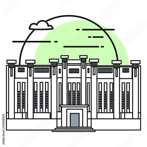 Flat vector illustration of a historic building in the city of central java, Simple outline icon design cartoon landmark for vacation travel tourist attractions. The Heritage Palace, Kartasura.