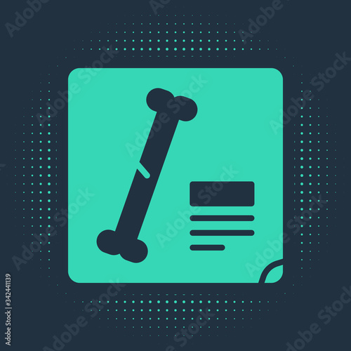 Green X-ray shots icon isolated on blue background. Abstract circle random dots. Vector Illustration