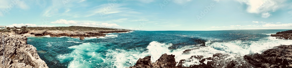 Panoramic view of an ocean coast