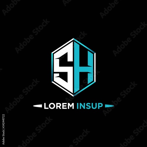 SH initial hexagon logo monogram designs modern templates . photo