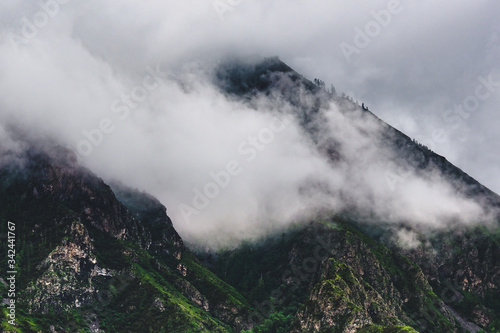 An impressive mountain range in the Ongudaysky district of the Altai Krai, Russia