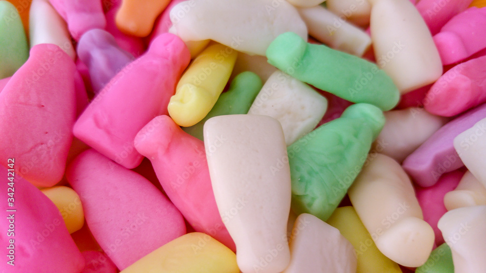 Colourful milk bottle candy, Johannesburg, South Africa Colourful milk bottle candy, Johannesburg, South Africa