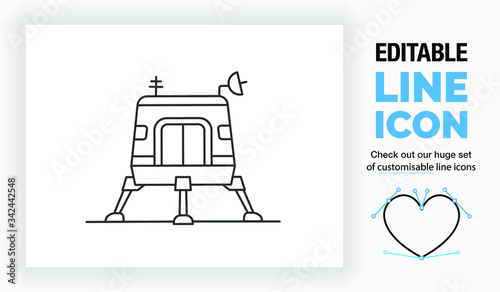 Editable line icon of a space shuttle, part of a huge set of linear icons and illustrations! 