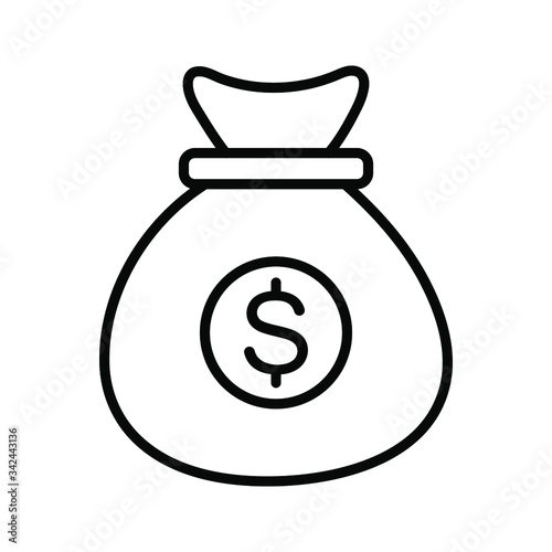 Money Bag icon vector image. Can also be used for Business. Suitable for mobile apps, web apps and print media.