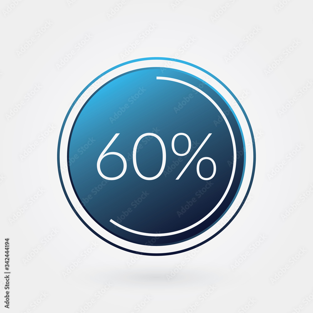 60 percent circle chart, isolated symbol. Vector blue gradient element. Infographic sign. Illustration, icon for business, finance, report, web design, downloading 60 percent circle chart, isolated symbol. Vector blue gradient element. Infographic sign. Illustration, icon for business, finance, report, web design, downloading