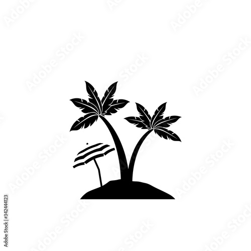 Sunny island beach icon isolated on white background