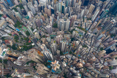 Photography Aerial view of Hong Kong city