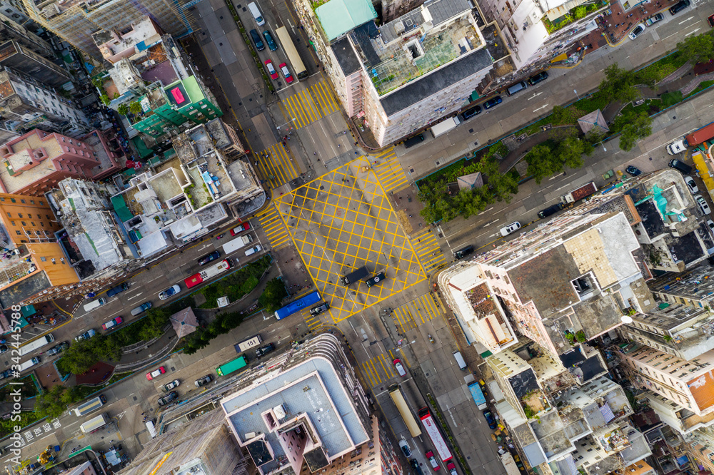 Top down view of Hong Kong traffic Top down view of Hong Kong traffic