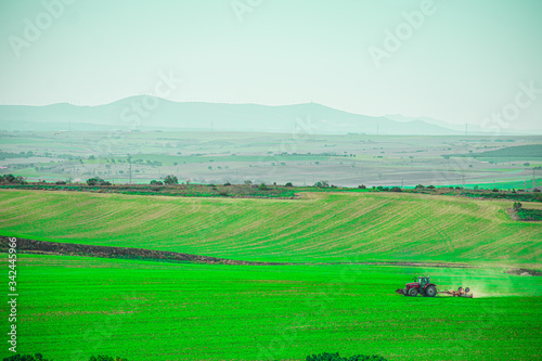 Green Field With Tractor