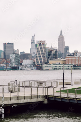 April 20 2020 - Hoboken NJ: waterfront pier closed due to the COVID-19 Coronavirus outbreak. The parks are close to increase social distancing and prevent people from getting close photo