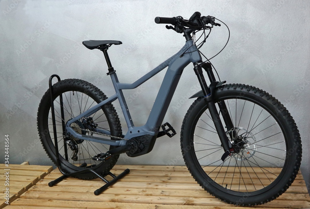 Brand new electric mountain bike, or e bike, assembled . Brand new electric mountain bike, or e bike, assembled .