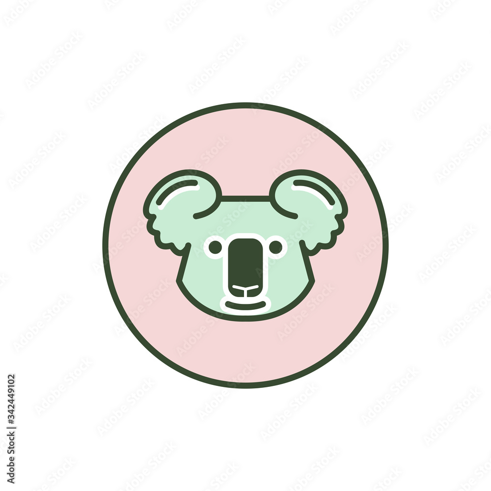 koala - color logo. marsupial animal - stylized illustration, icon koala - color logo. marsupial animal - stylized illustration, icon