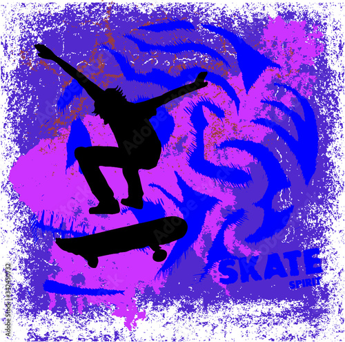 Skateboarder print embroidery graphic design vector art