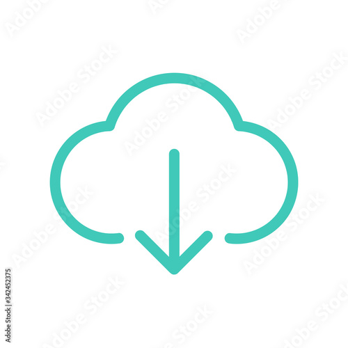 Download from the internet cloud flat line icon infographic illustration template for web, app or brochure. Vector illustration.