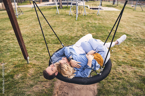 Romantic couple having a great time outside photo