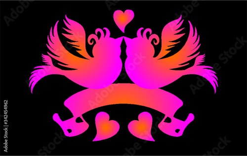 tattoo tribal bird of paradise and heart print embroidery graphic design vector art