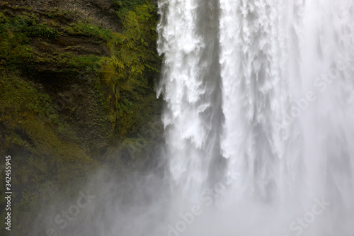 Skogafoss   Iceland - August 15  2017  Beautiful and famous Skogafoss waterfall in South of Iceland  Iceland  Europe