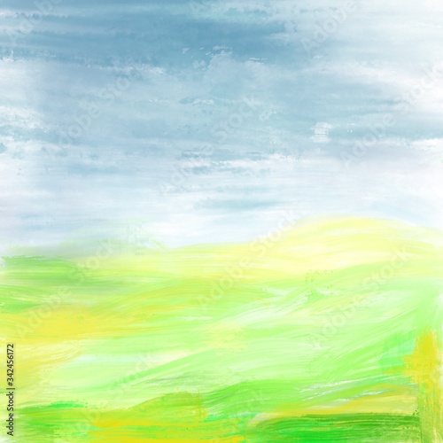 watercolor background with clouds and sun
