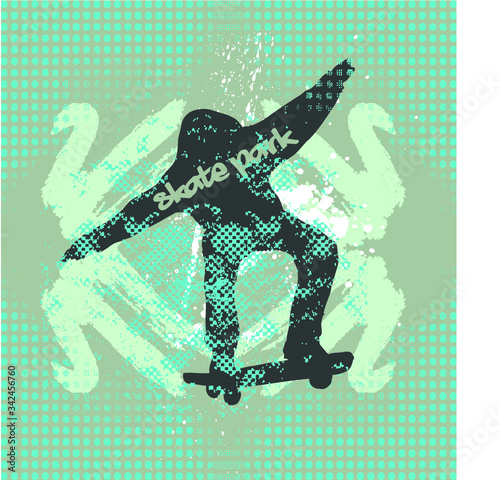 skateboarder print embroidery graphic design vector art