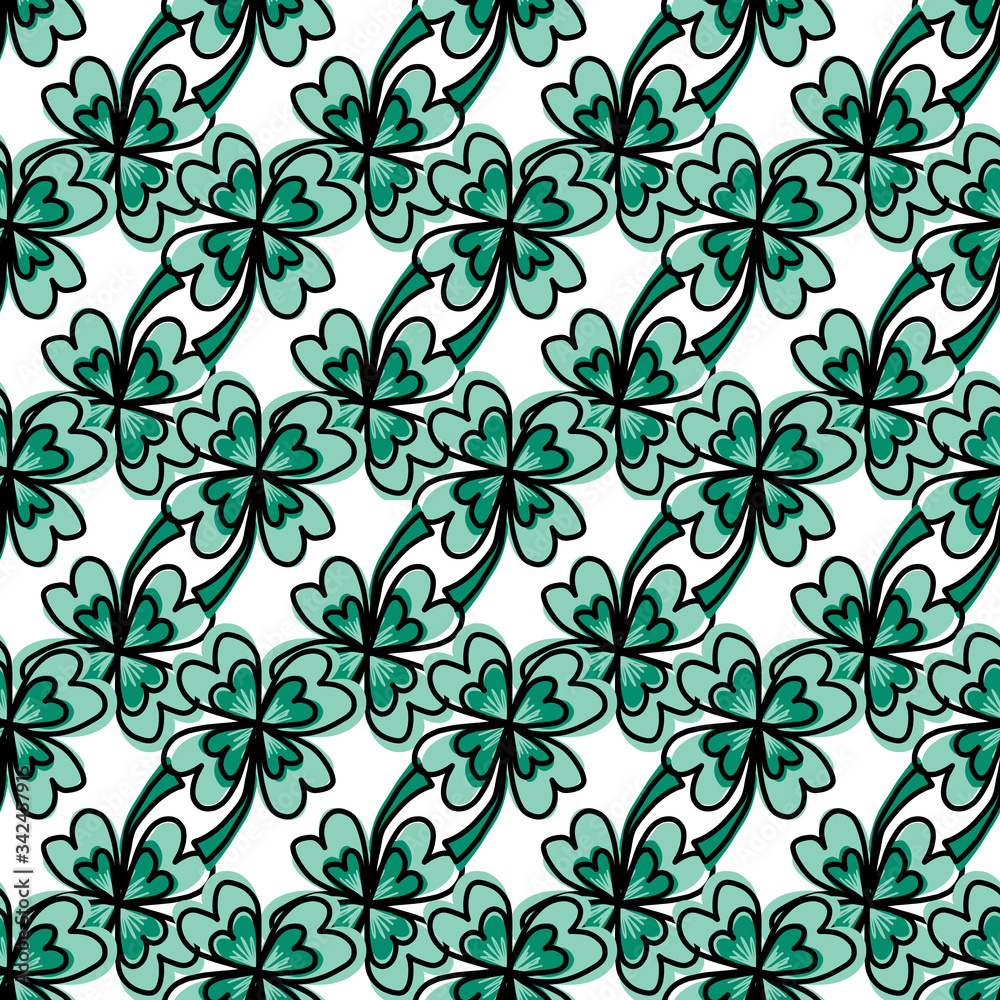 Four-leaf clover seamless vector pattern. Repeating background Four-leaf clover seamless vector pattern. Repeating background