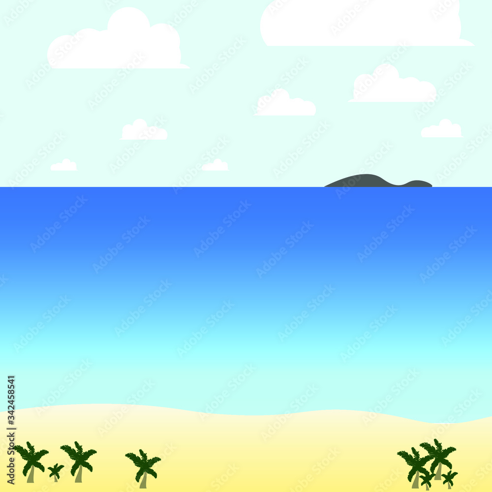 beach, coconut tree , ocean and island. vector design. beach, coconut tree , ocean and island. vector design.