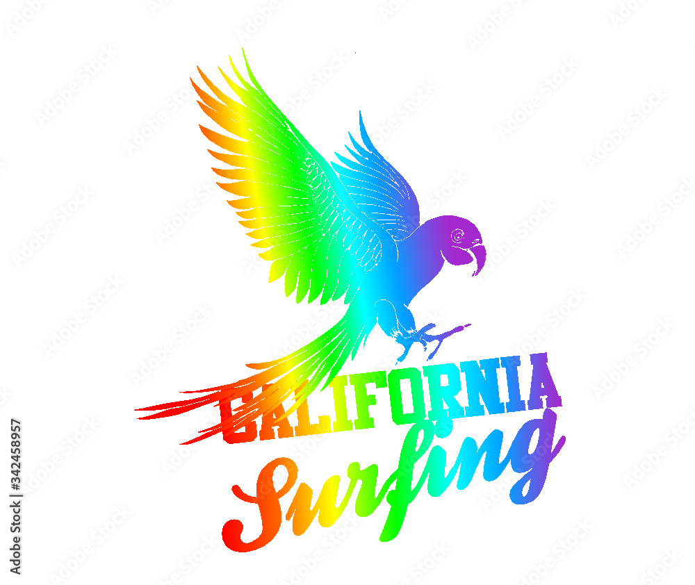 Fototapeta premium Parrot print embroidery graphic design vector art