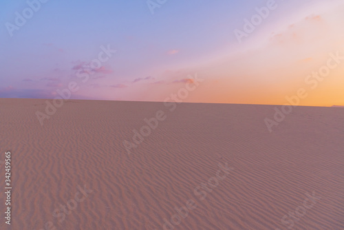 Sunset over the sand dunes  Canary Island of Fuerteventura