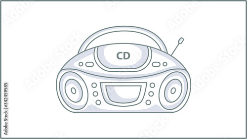 Vector Liner CD Audio Player icon. Cassette Player Illustration. Drawing. 
