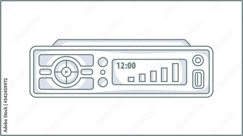 Fototapeta premium Vector Liner Car stereo icon. Illustration. Drawing.