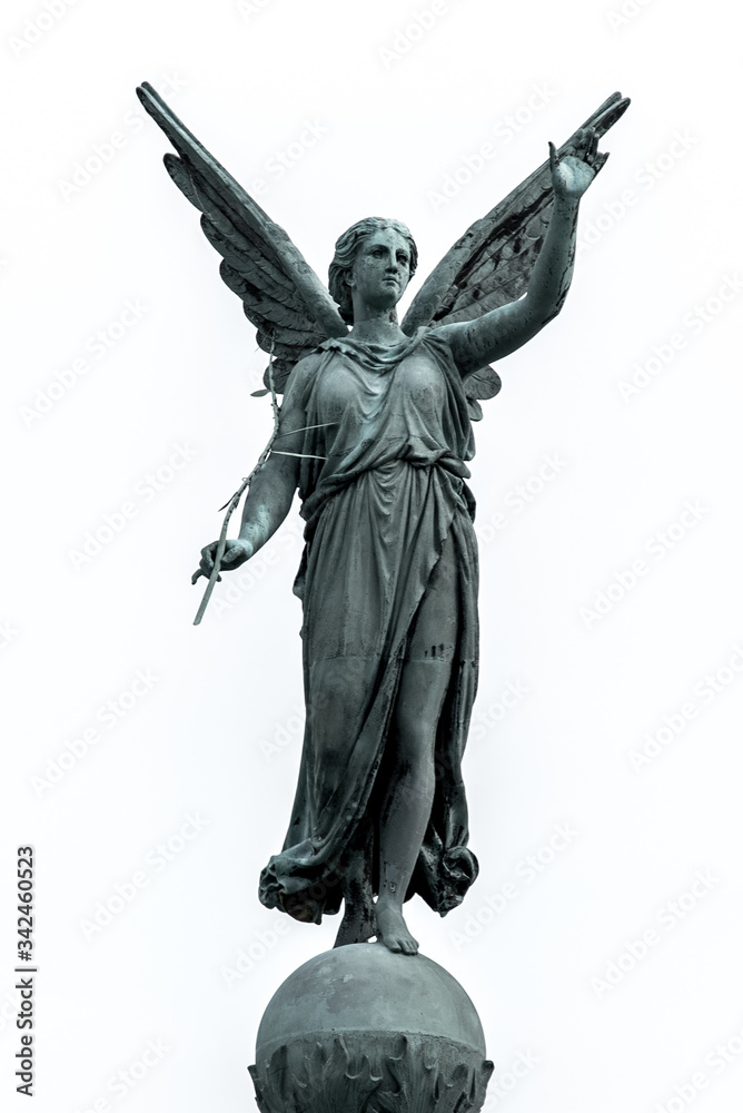 Abstract image of statue of ancient goddess Victoria (Nick) with palm branch in hand. The epitome of victory.