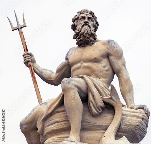 Carta da parati Abstract image with statue of ancient god Neptune with trident