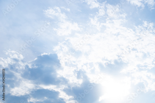 The sky with clouds and sunlight penetrating