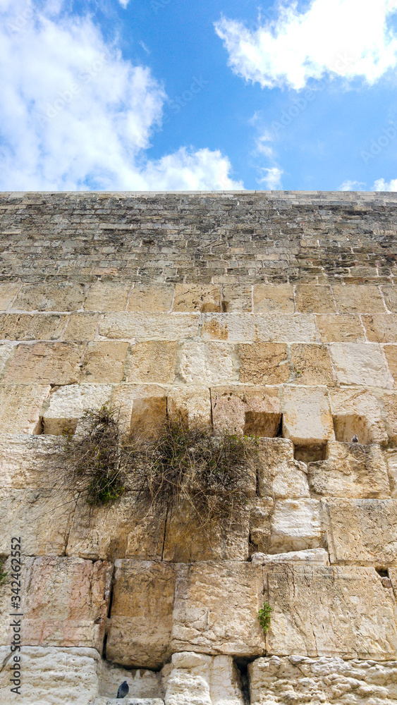 Looking up to the sky at the Western Wall, Jerusalem, Israel