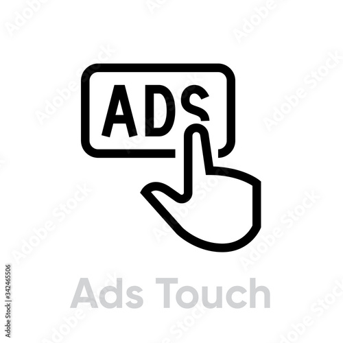 Ads Touch icon. Editable Vector Outline.