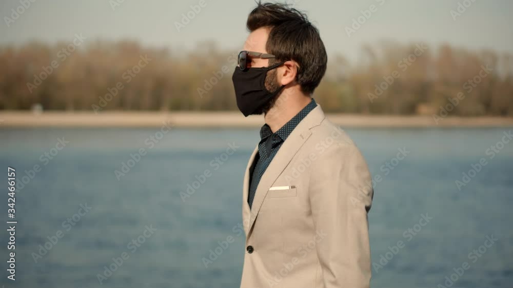 Businessman In Protective Mask Protection Epidemic Corona virus.Health And Safety Concept.Man Wearing Face Mask On Quarantine Prevention Infection COVID-19 Virus. Businessman In Protective Mask Protection Epidemic Corona virus.Health And Safety Concept.Man Wearing Face Mask On Quarantine Prevention Infection COVID-19 Virus.