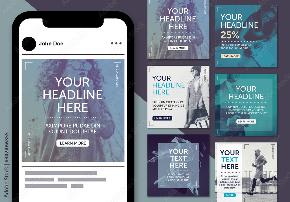 Social Media Post Layout Set Stock Template | Adobe Stock