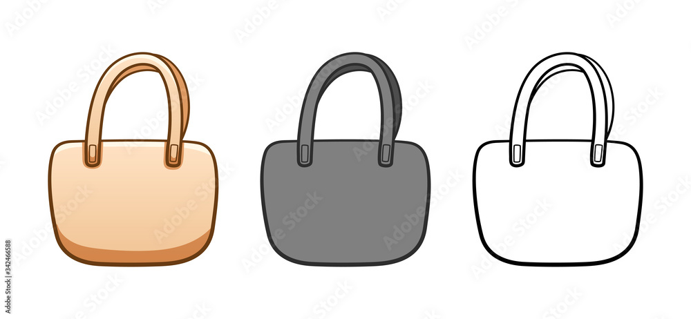 Cartoon, simple and outline style textile wide ecobags set isolated illustration on white background Cartoon, simple and outline style textile wide ecobags set isolated illustration on white background