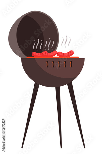Vector flat illustration of barbecue brazier isolated