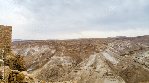 High angle of Masada, Judean Desert, Israel