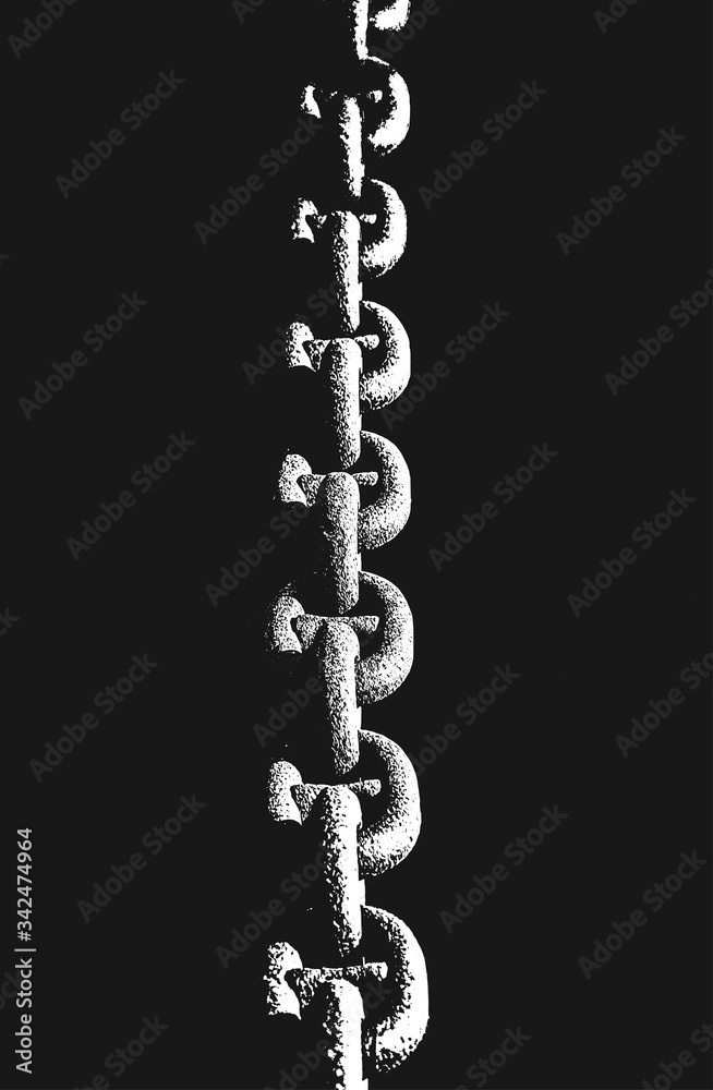 Distress old rusted peeled, scrathed vector texture with metal chain element. EPS8 illustration. Distress old rusted peeled, scrathed vector texture with metal chain element. EPS8 illustration.