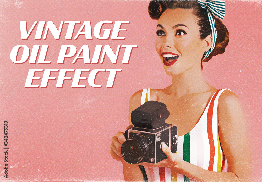 Vintage Paint Style Advertising Effect Mockup Stock Template | Adobe Stock