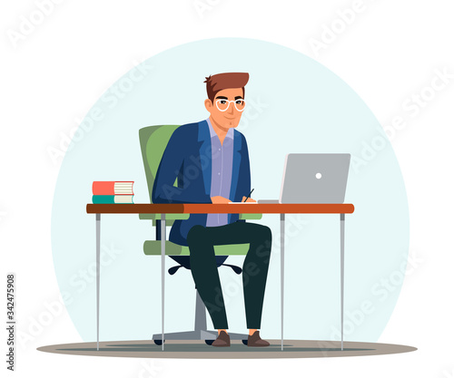 Vector character illustration man working office